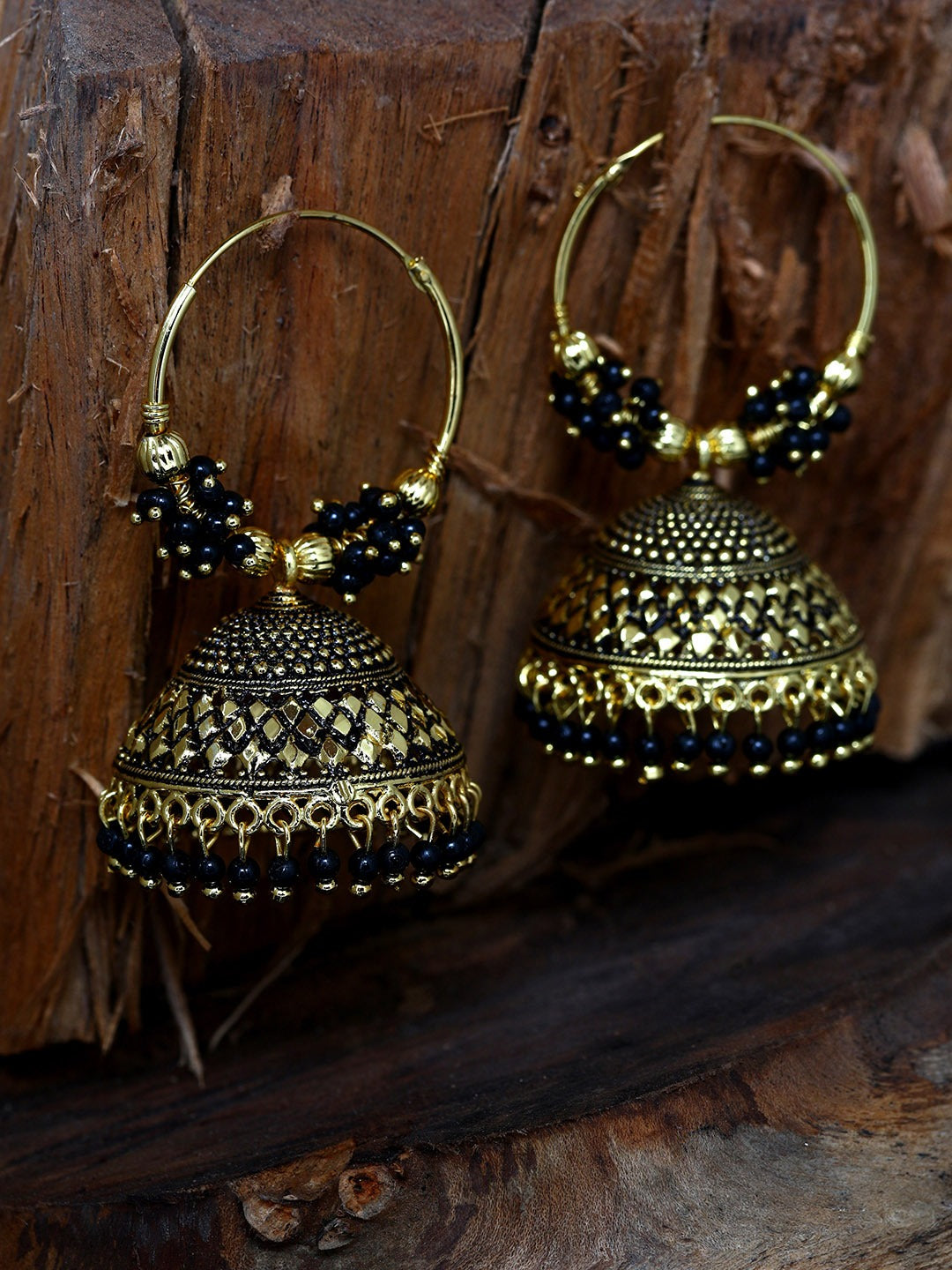 Gold-Plated Alloy Hoop And Jhumki Earrings - The Pari - Distacart