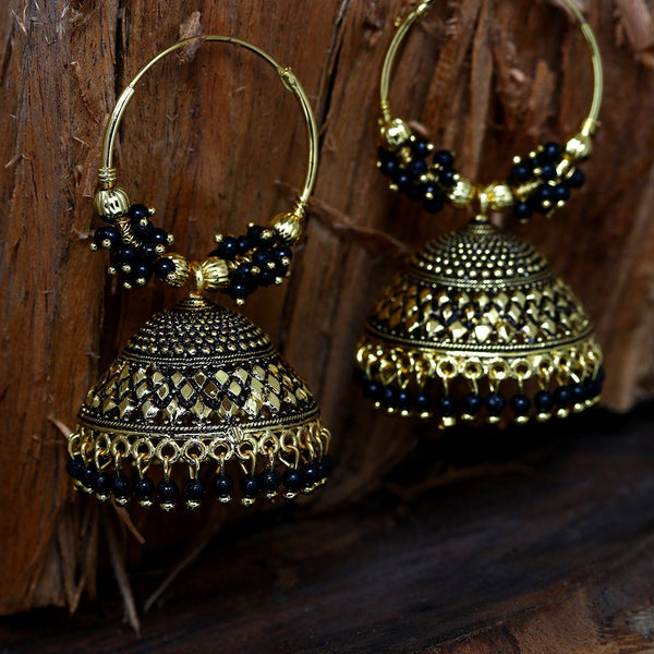 Gold-Plated Alloy Hoop And Jhumki Earrings - The Pari - Distacart
