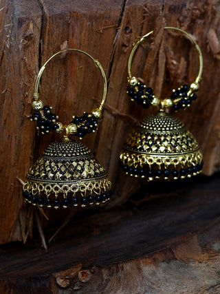 Gold-Plated Alloy Hoop And Jhumki Earrings - The Pari - Distacart