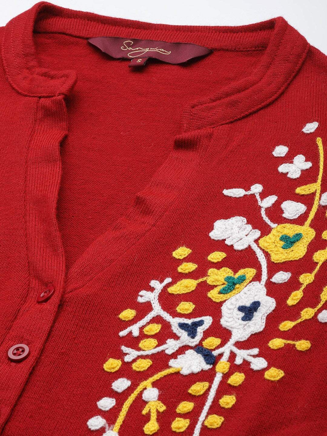 Sangria Women Red & White Floral Winter Straight Kurta - Distacart