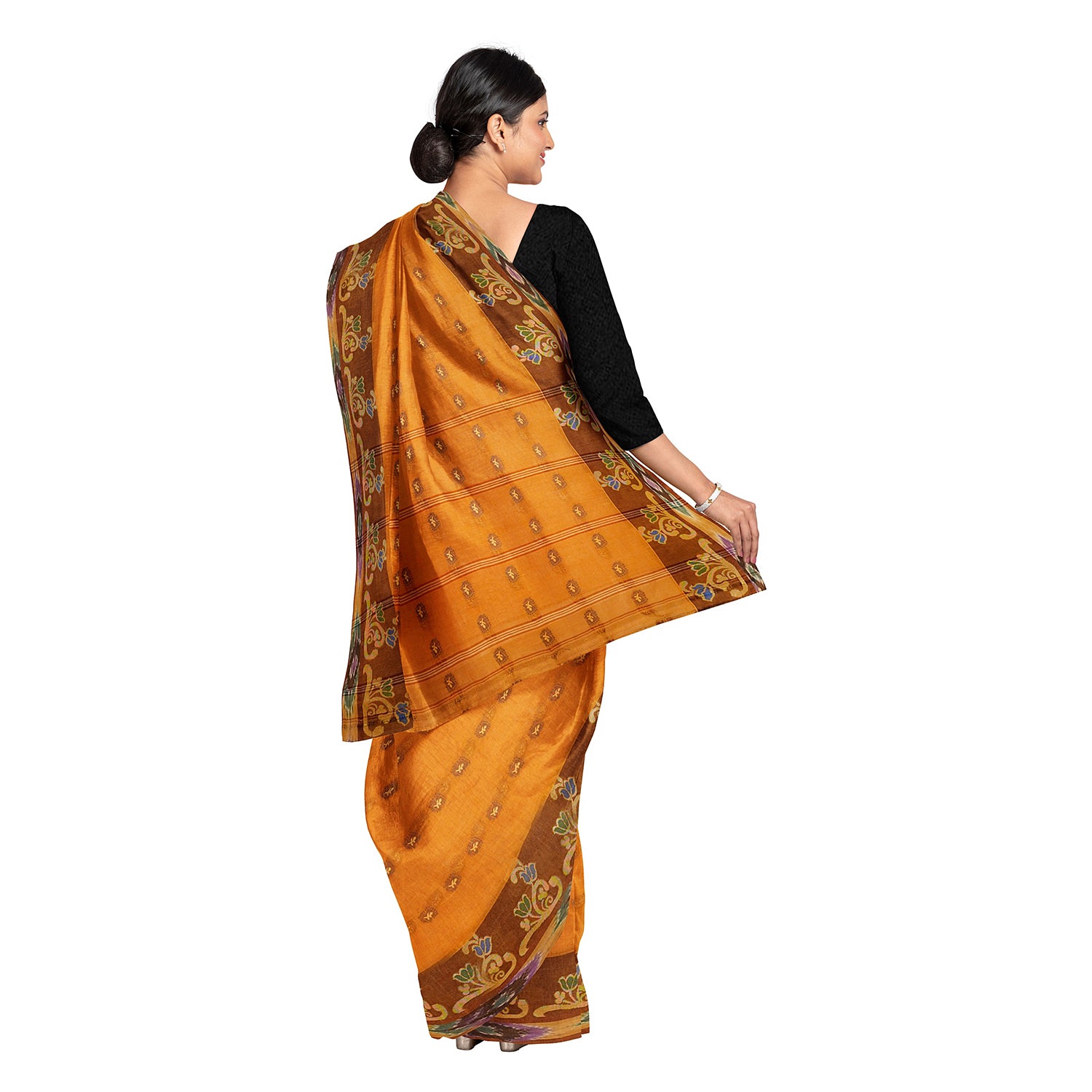 Exclusive Collection 100% Pure Cotton Orange Tant Saree With Hand Weaving Work - Distacart