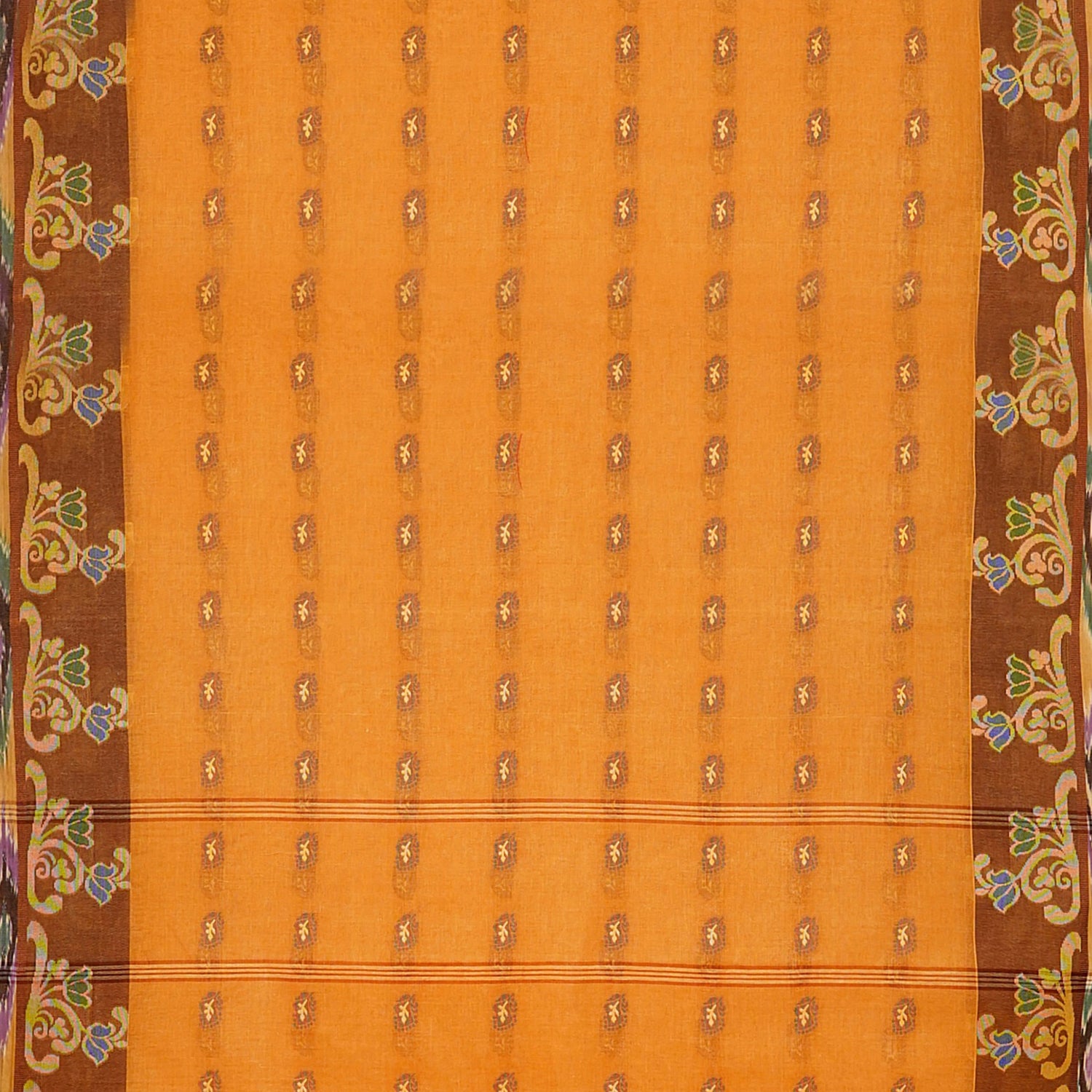 Exclusive Collection 100% Pure Cotton Orange Tant Saree With Hand Weaving Work - Distacart