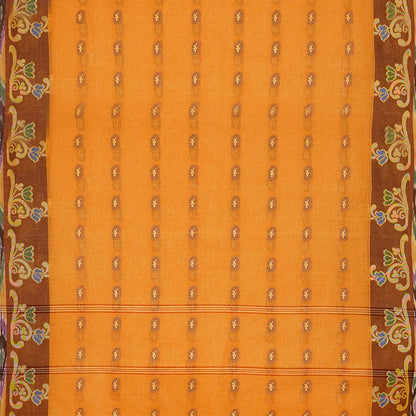 Exclusive Collection 100% Pure Cotton Orange Tant Saree With Hand Weaving Work - Distacart