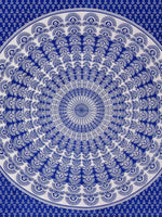 Thumbnail for HOMETALES Blue & White Ethnic Motifs Cotton 104 TC King Bedsheet with 2 Pillow Covers - Distacart