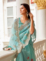 Thumbnail for Tikhi Imli Ethnic Motifs Embroidery Organza Heavy Work Saree - Distacart