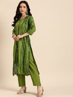 Thumbnail for Sangria Women Dyed Regular Sequinned Kurta with Trousers - Distacart
