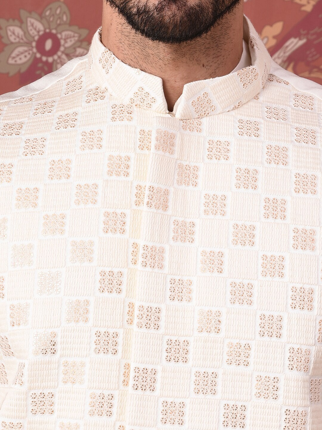 House of Pataudi Straight Kurta With Churidar & Embroidered Nehru Jacket - Distacart