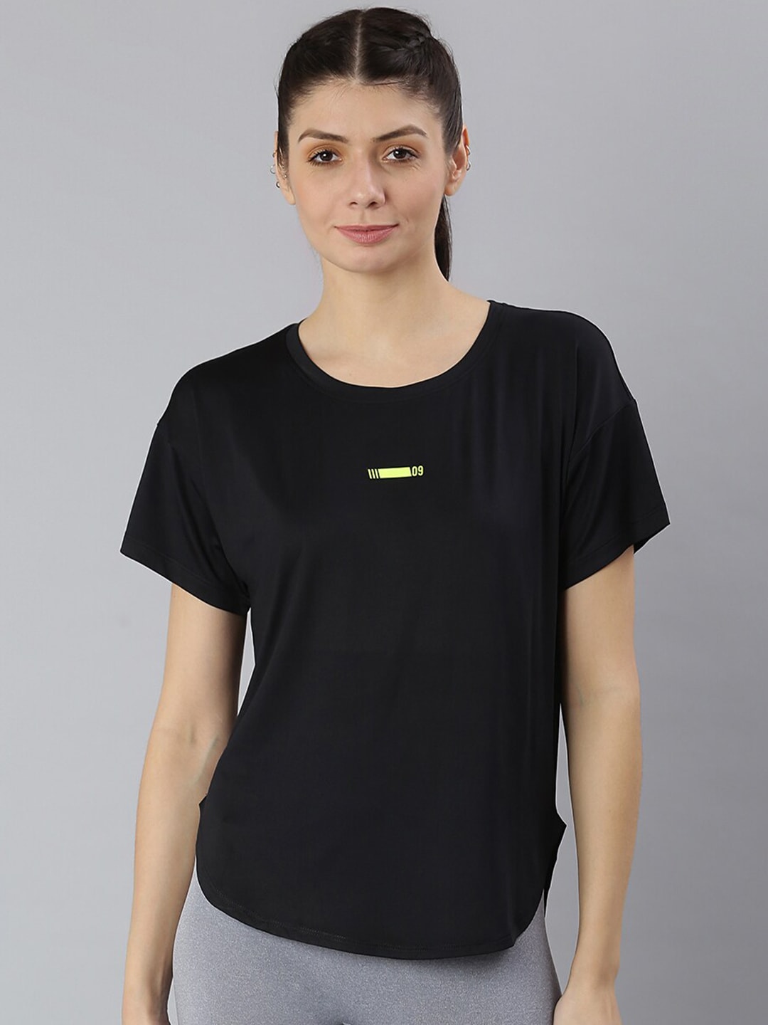 MKH Women Black Dri-FIT Sports T-shirt - Distacart