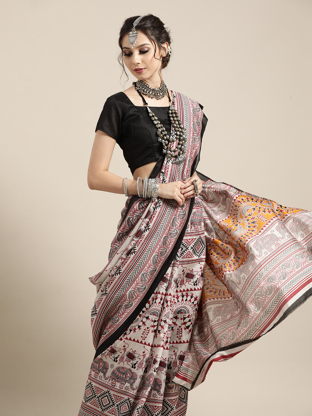 Buy Saree Mall Warli Saree With Sleek Border Online At Best Price buy-saree-mall-warli-saree-with-sleek-border-online-at-best-price