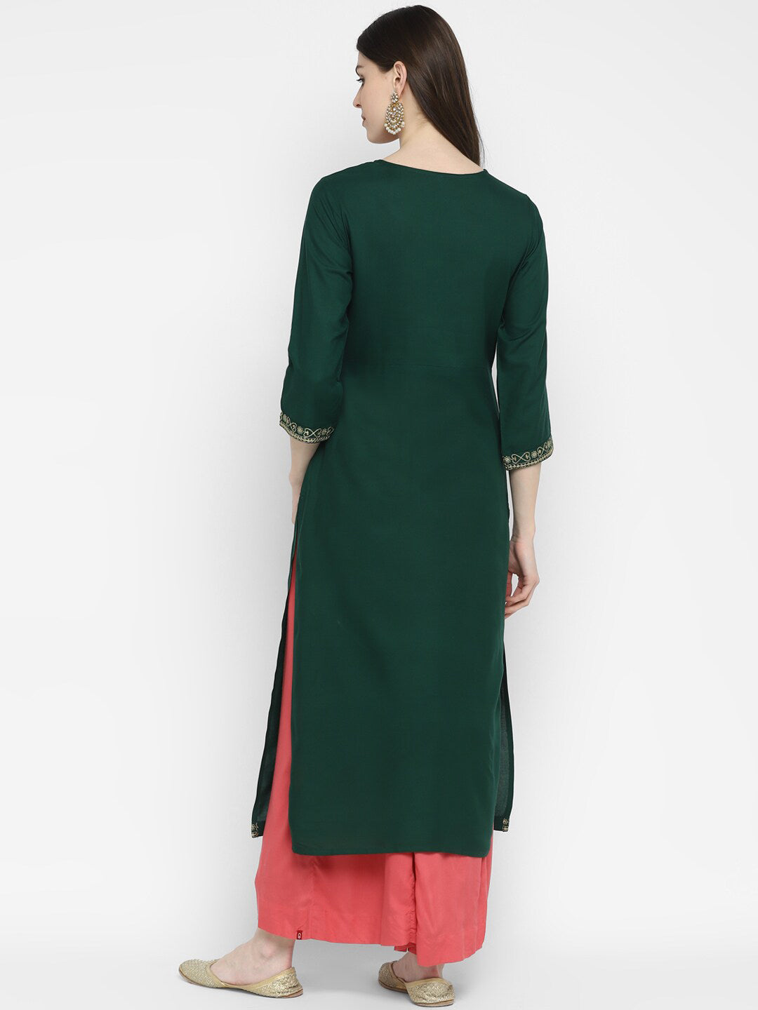 Kalini Women Green Ethnic Motifs Embroidered Kurta - Distacart