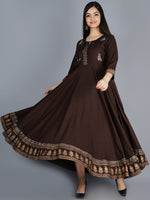 Thumbnail for Kalini Women Brown Printed Anarkali Kurta - Distacart