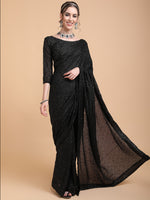 Thumbnail for Sangria Women Black Embellished Sequinned Heavy Work Saree - Distacart