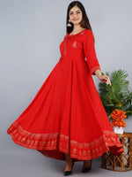 Thumbnail for Kalini Women Red Ethnic Motifs Embroidered Keyhole Neck Anarkali Kurta - Distacart