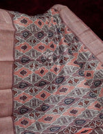 Thumbnail for Grey And Peach Colour Ikat Design Semi Chanderi Saree By Gayathri Reddy Designer Studio - Distacart