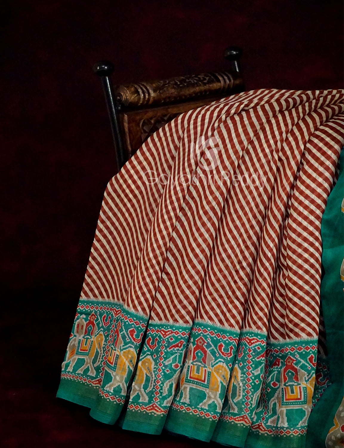 Off-White Red Striped Semi Chanderi Saree By Gayathri Reddy Designer Studio - Distacart