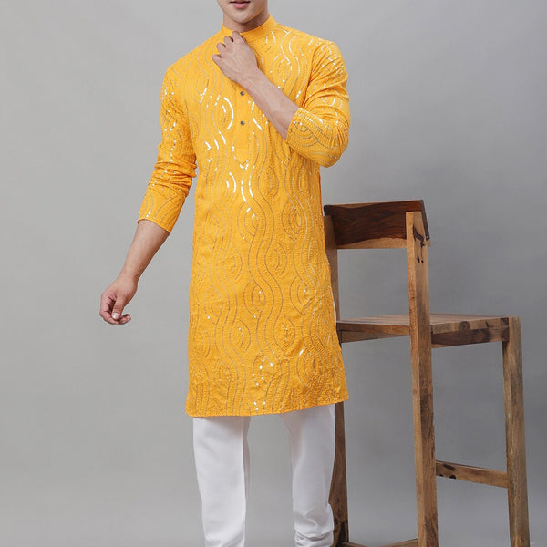 Sojanya Ethnic Motifs Embroidered Sequinned Pure Cotton Kurta - Distacart