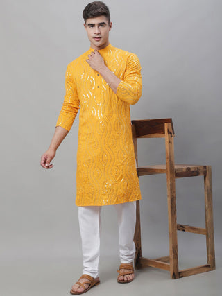 Sojanya Ethnic Motifs Embroidered Sequinned Pure Cotton Kurta - Distacart