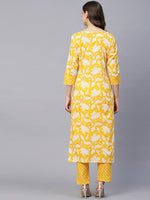Thumbnail for Kalini Floral Printed Round Neck Kurta with Trousers - Distacart