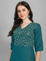 Thumbnail for Kalini Women Embroidered Mirror Work Kurta with Trousers & With Dupatta - Distacart