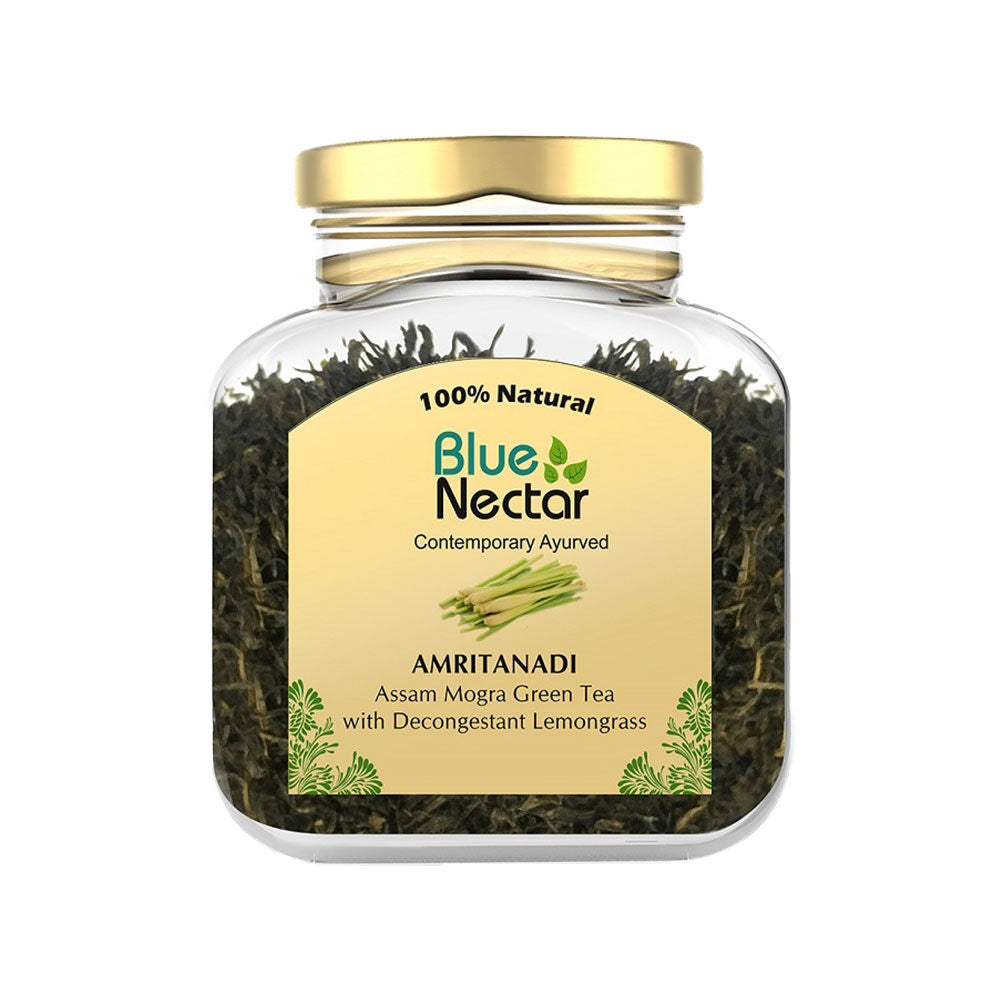 Blue Nectar Amritanadi Assam Mogra Green Tea with Decongestant Lemongrass 65 gm