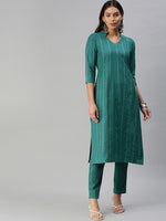 Thumbnail for Kalini Mandarin Collar Woven Design Kurta with Trousers - Distacart