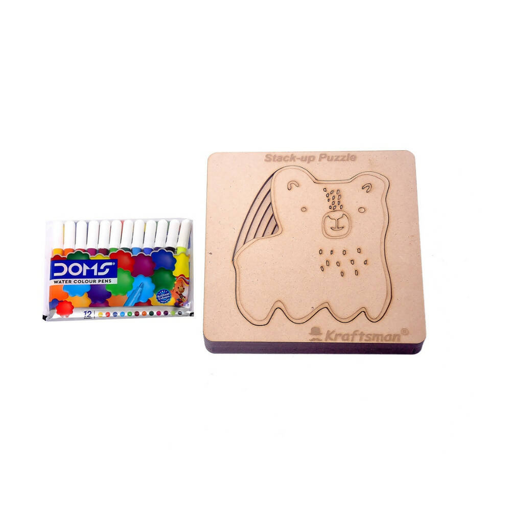 Kraftsman Stack up Puzzles/ Layered Puzzle Cute Dog Shape for Kids | Color Kit Included | 6 Pieces Puzzle - Distacart