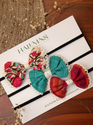 Halemons Handmade Baby Girl Toddler Bow Hair Bands Pack of 3 - Distacart