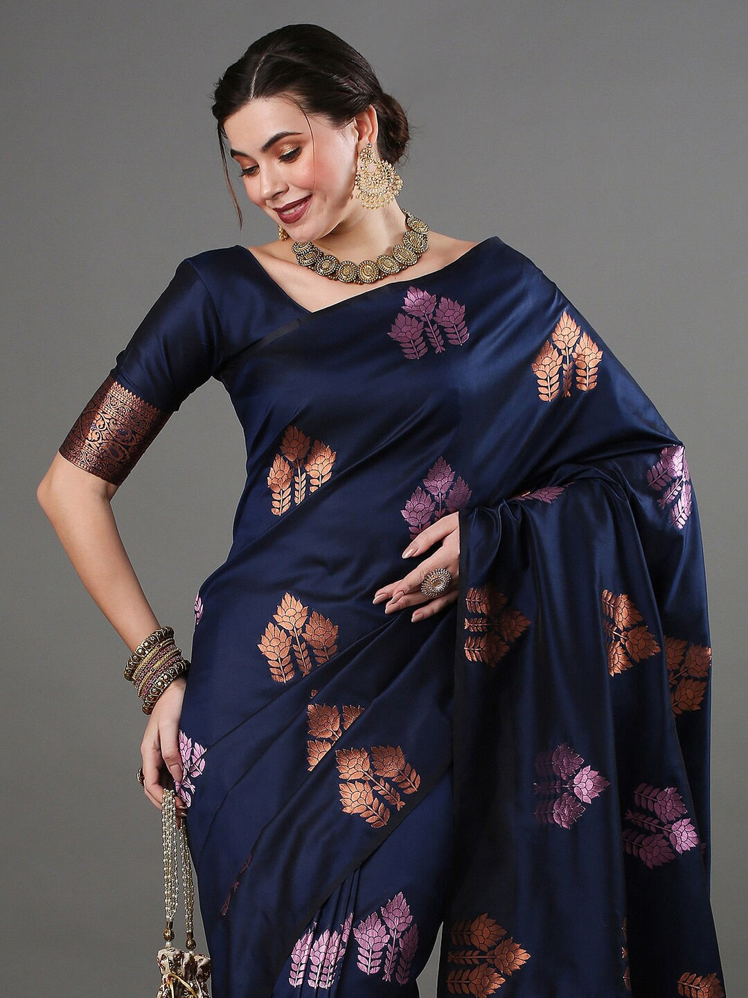 Mitera Floral Woven Design Zari Banarasi Saree - Distacart