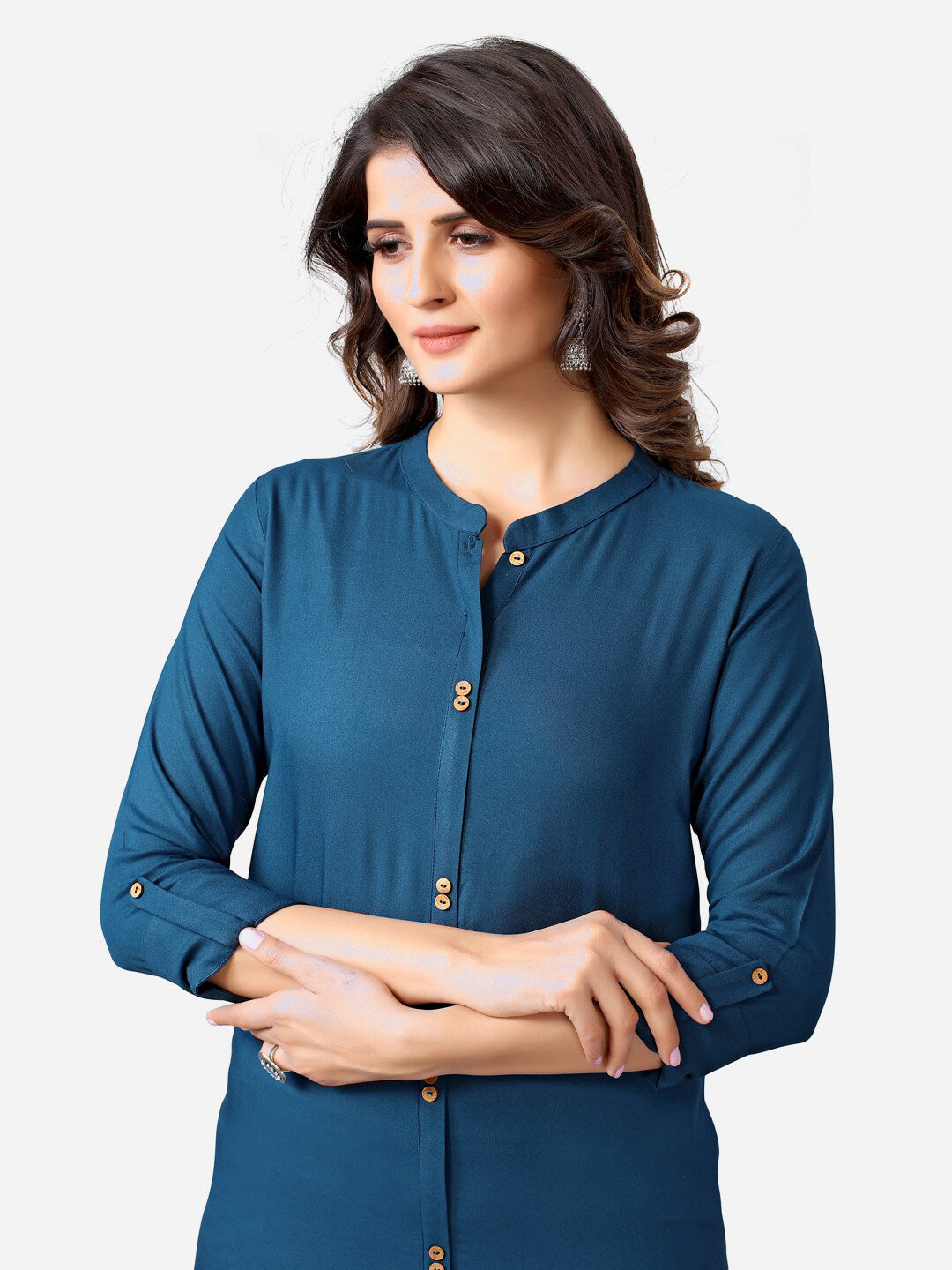 Kalini Women Teal Straight Cotton Kurta - Distacart