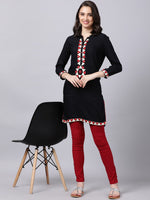 Thumbnail for Souchii Women Black Geometric Embroidered Grandeur & Majestic Artwork Kurta - Distacart