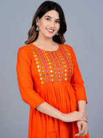 Thumbnail for Kalini Women Embroidered Mirror Work Tiering Anarkali Kurta - Distacart