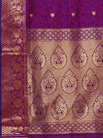 Thumbnail for Mitera Magenta & Purple Woven Design Silk Blend Banarasi Saree - Distacart
