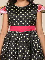 Thumbnail for NOZ2TOZ Black & White Floral Midi Dress For Girls - Distacart