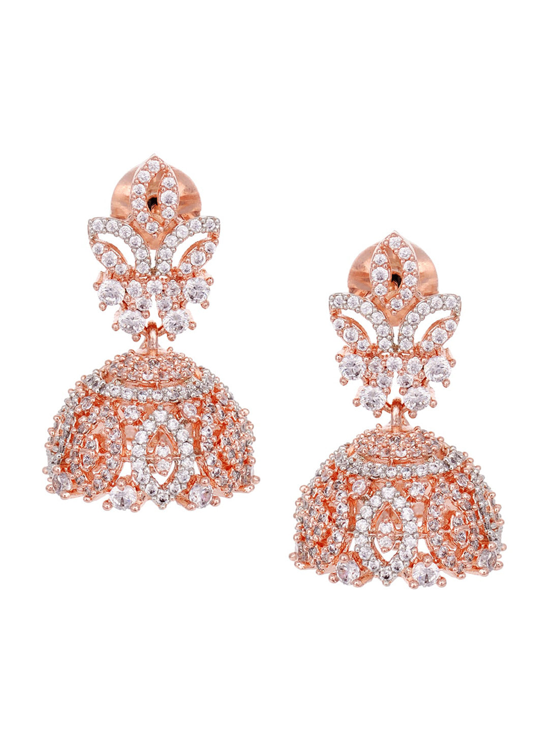 Saraf RS Jewellery Rose Gold-Plated & White AD & CZ-Studded Contemporary Jewellery Set - Distacart