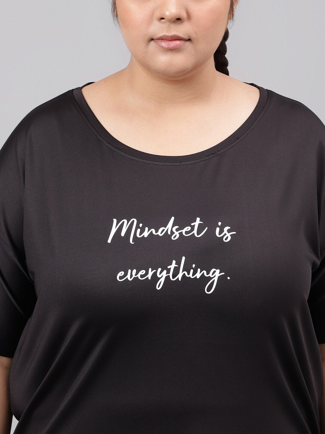 MKH Plus Size Typography Printed Dri-FIT Relaxed Fit Drop-Shoulder Sleeves Gym T-shirt - Distacart