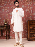 Thumbnail for House of Pataudi Straight Kurta With Churidar & Embroidered Nehru Jacket - Distacart