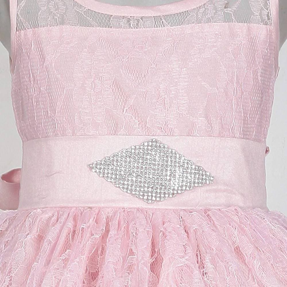 Asmaani Baby Girl's Pink Colour Satin A-Line Maxi Full Length Dress (AS-DRESS_22165) - Distacart
