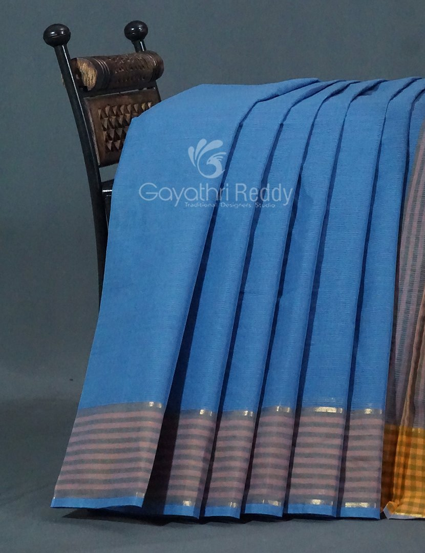 Dual Shades of Blue Pure Mangalgiri Cotton By Gayathri Reddy Designer Studio - Distacart