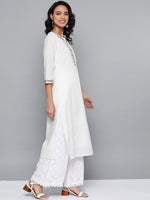 Thumbnail for HERE&NOW Women White Cotton Straight Thread Work Kurta - Distacart