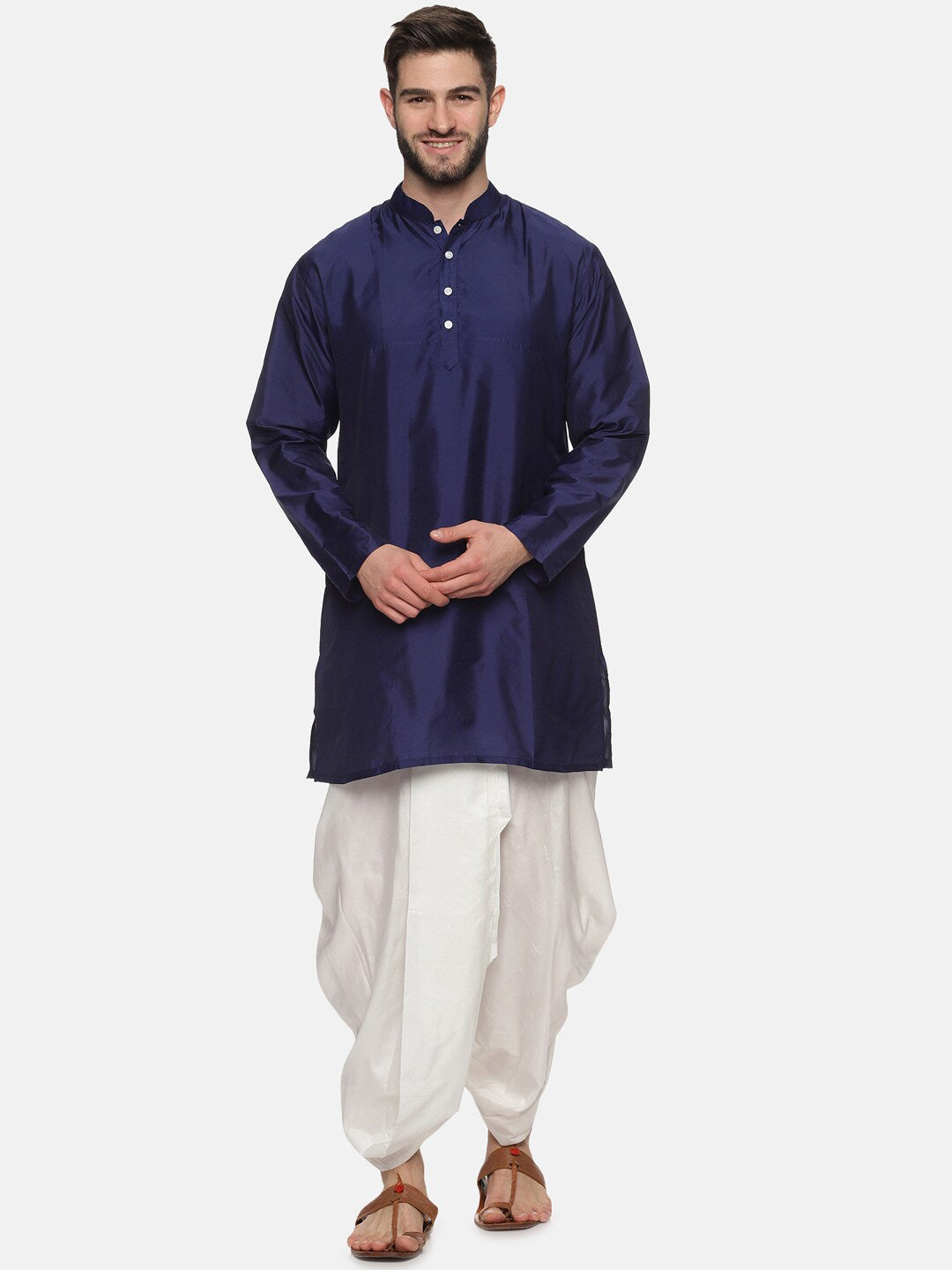 Sethukrishna Men Navy Blue Kurta with Dhoti Pants - Distacart