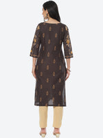 Thumbnail for Biba Women Floral Printed Boat Neck Cotton Kurta - Distacart