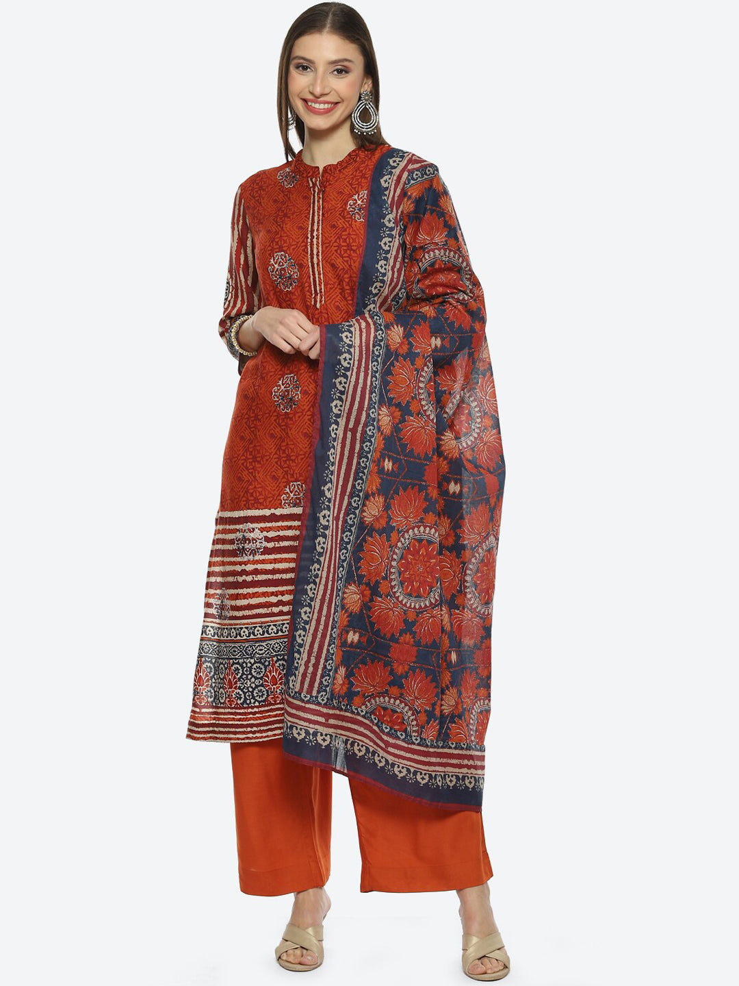 Biba Women Ethnic Motifs Printed Kurta with Palazzos & With Dupatta - Distacart