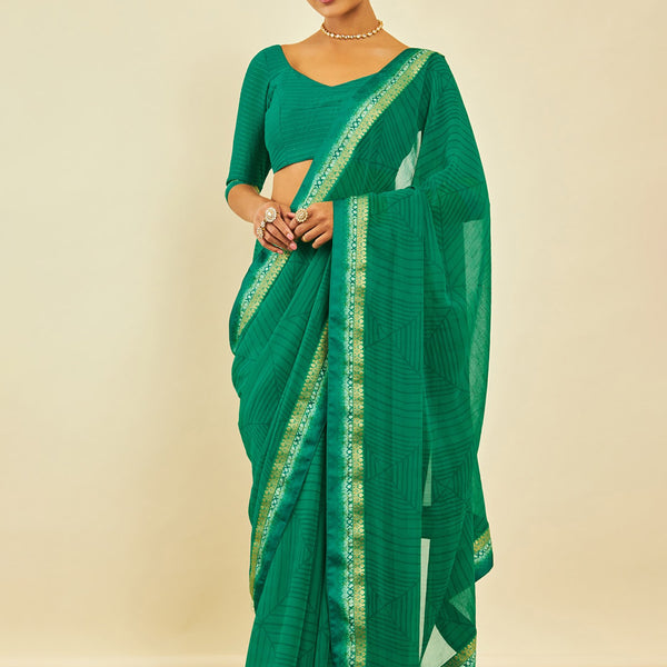 Soch Geometric Printed Zari Saree - Distacart