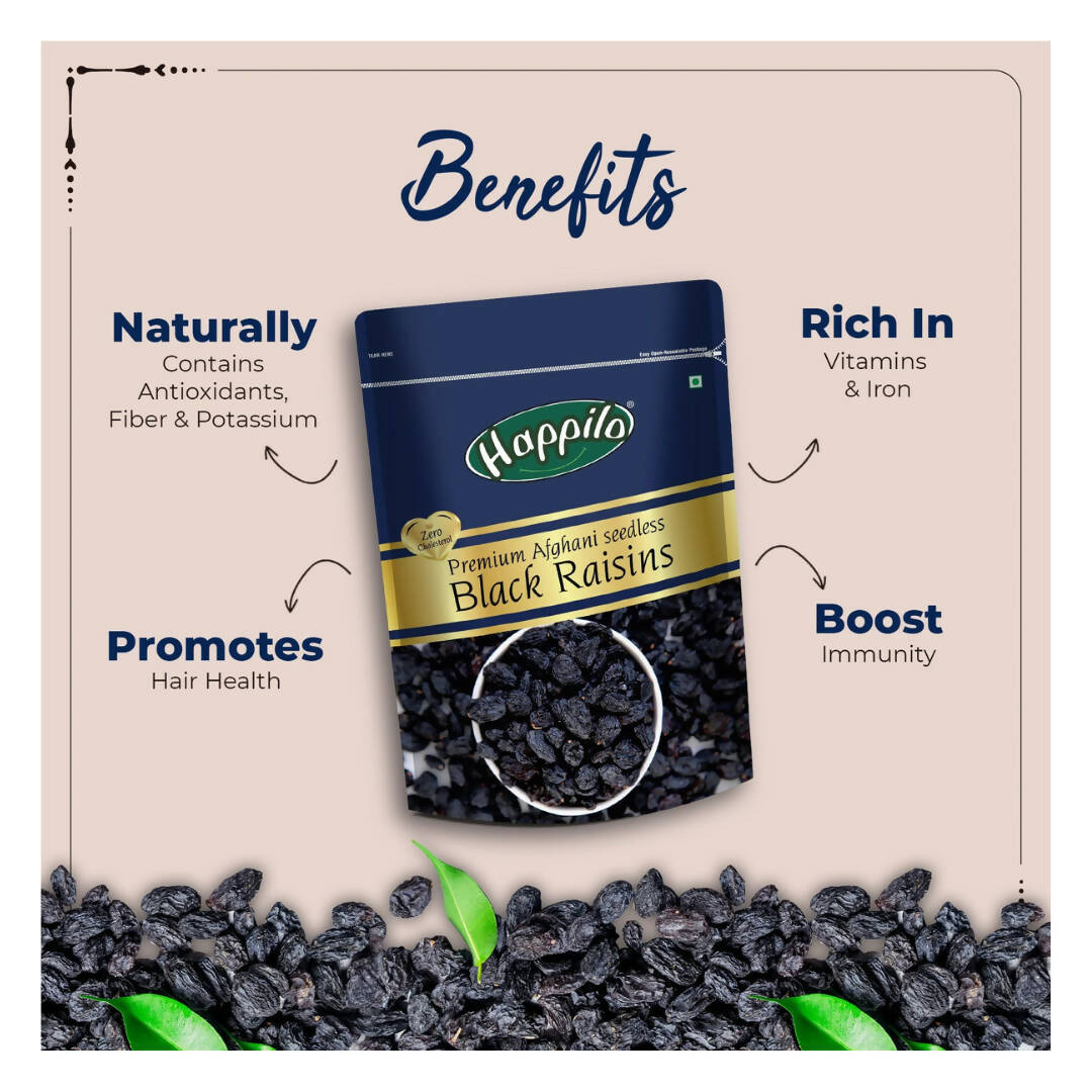 Happilo Premium Seedless Afghani Black Raisins - Distacart