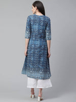 Thumbnail for Vamika Blue Cotton Printed Party/Casual Wear Kurti