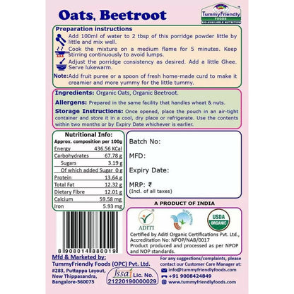TummyFriendly Foods Certified Oats Porridge Mixes - Stage1, Stage2, Stage3 - Distacart