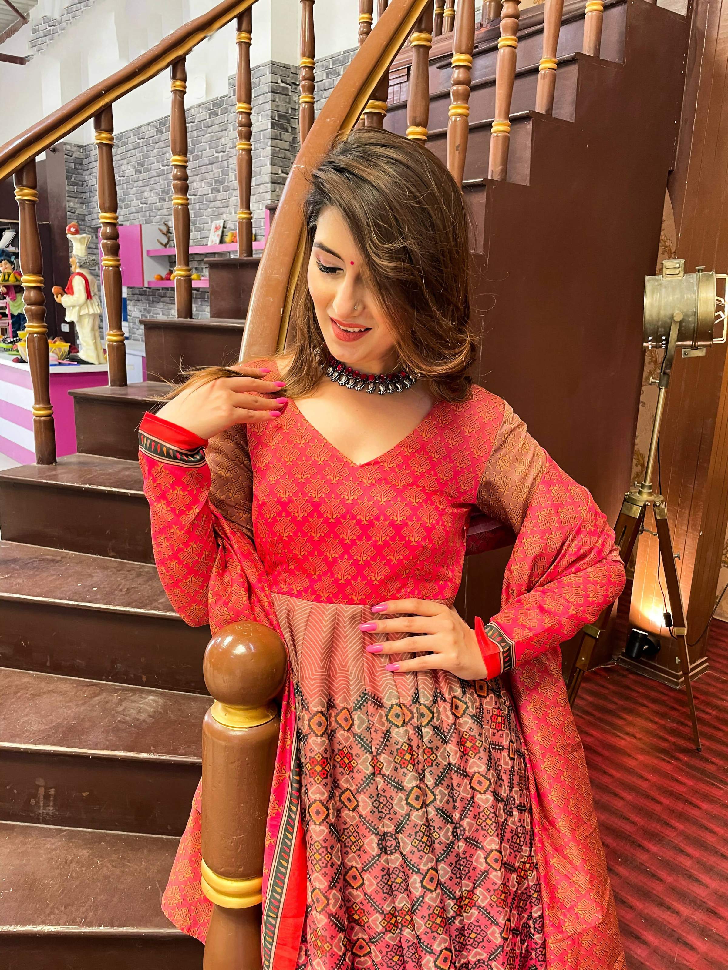 Partywear Designer Redpink Chanderi Suit - Anbazaar - Distacart