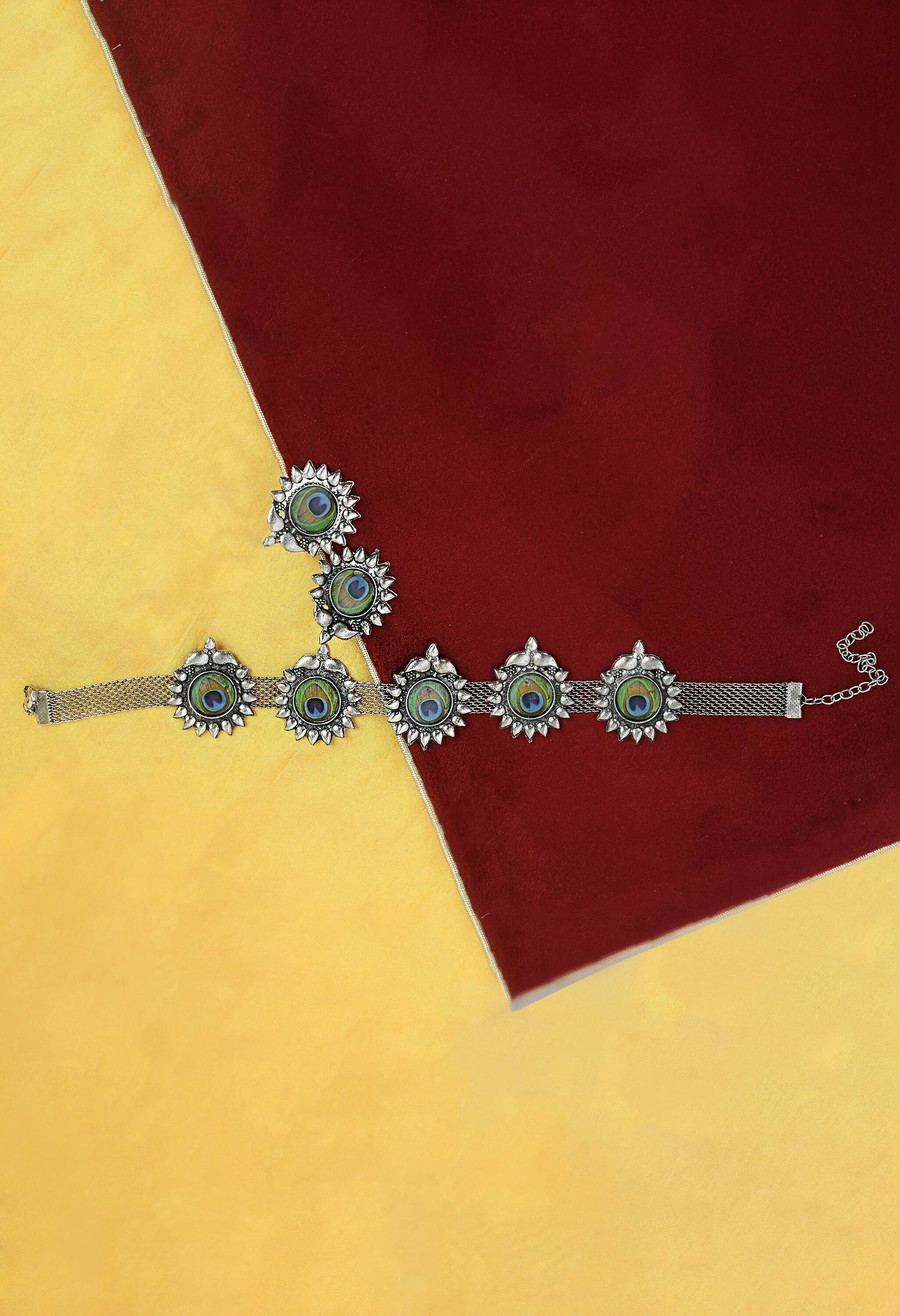Mominos Fashion Johar Kamal Oxidised Silver-Plated Peacock Wings Work Necklace Handicraft - Distacart