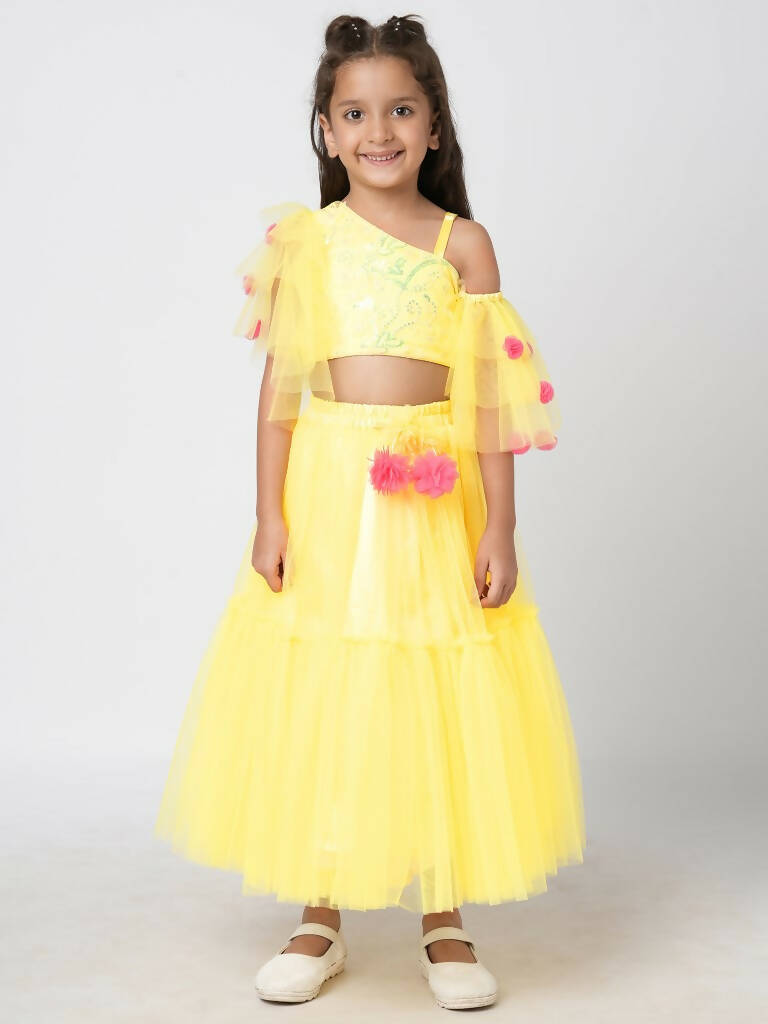Lil Drama Girls Choli With Ghaghra Set - Yellow - Distacart