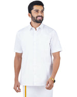 Thumbnail for Ramraj Cotton Mens Half Sleeve Formal 100 % Cotton White Shirt - Distacart